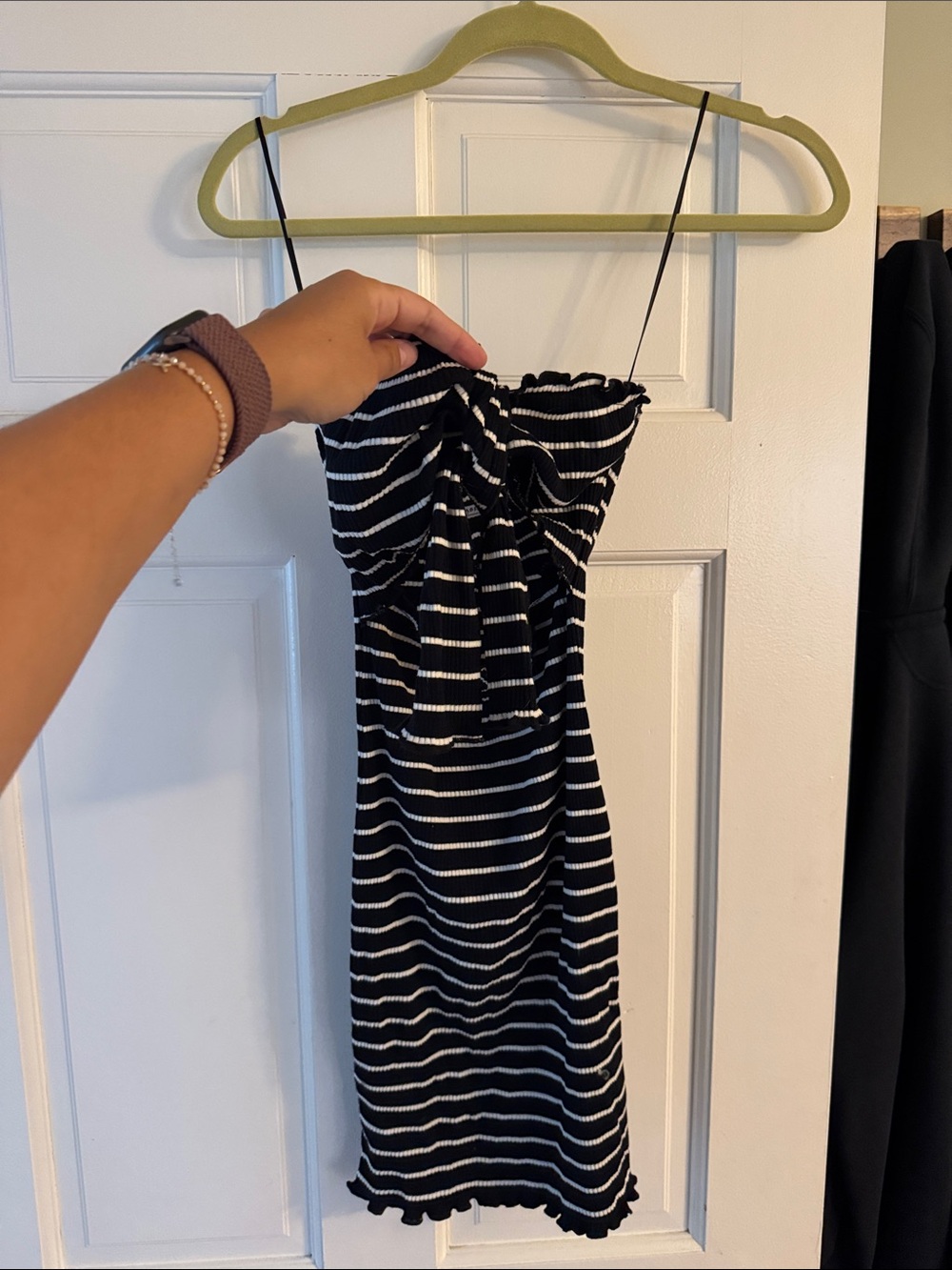 Striped Black and White Strapless Dress